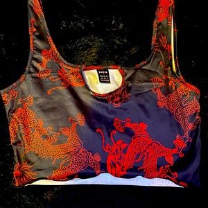 shein, never worn, cute, red dragons on black